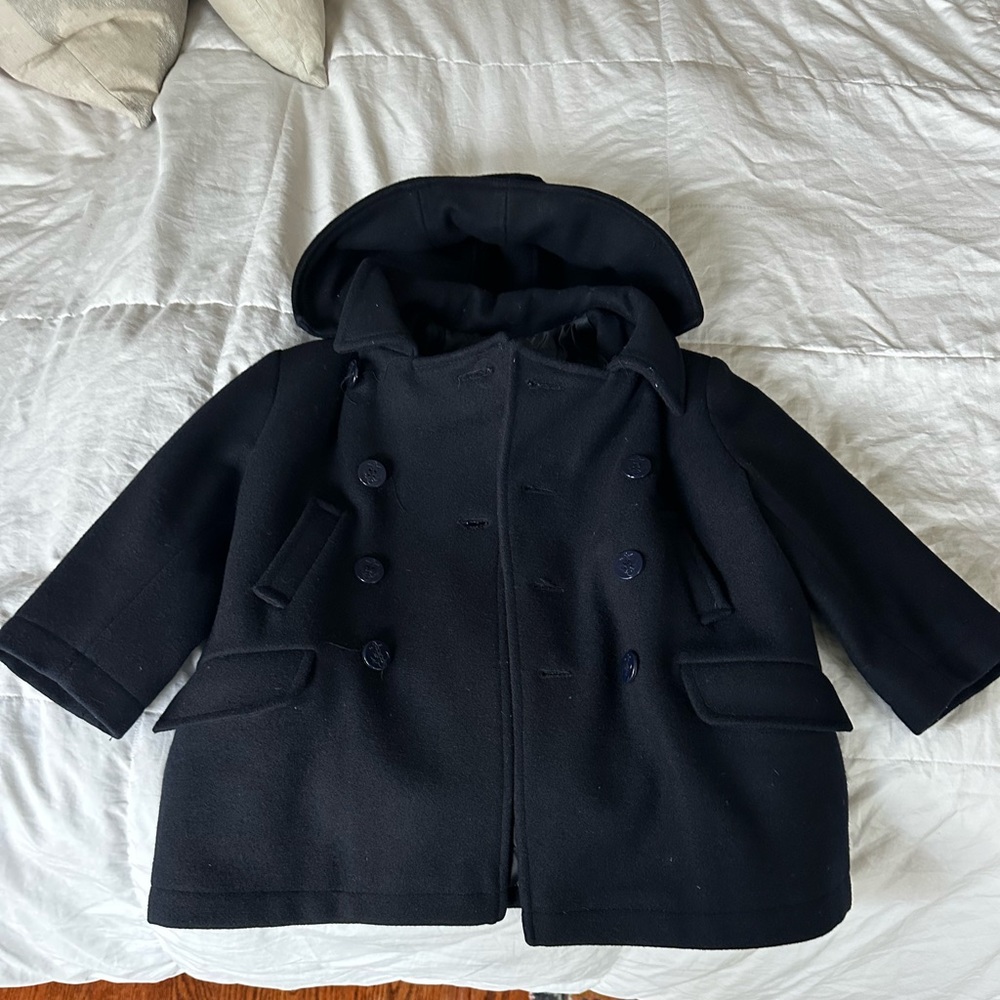 Stylish Kids Navy Pea Coat with Hood